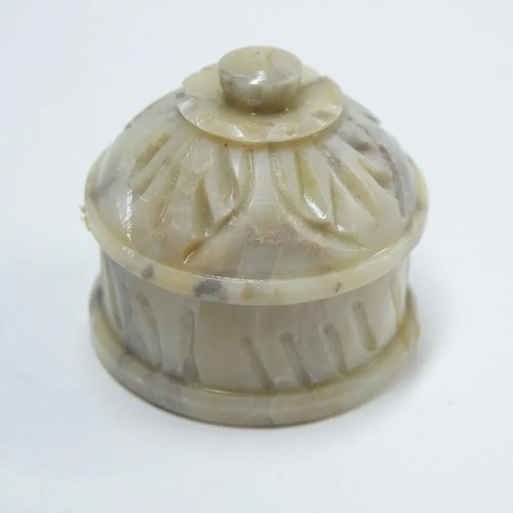 Carved Soapstone Stone Trinket Box Miniature Tiny Vintage